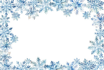 vector watercolor Illustration snowflakes frame. Set of different snowflakes isolated.winter, cold,frozen, new year decoration, christmas decoration,Merry Christmas