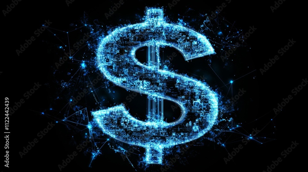 Poster digital transformation of financial assets virtual space graphic representation abstract environment