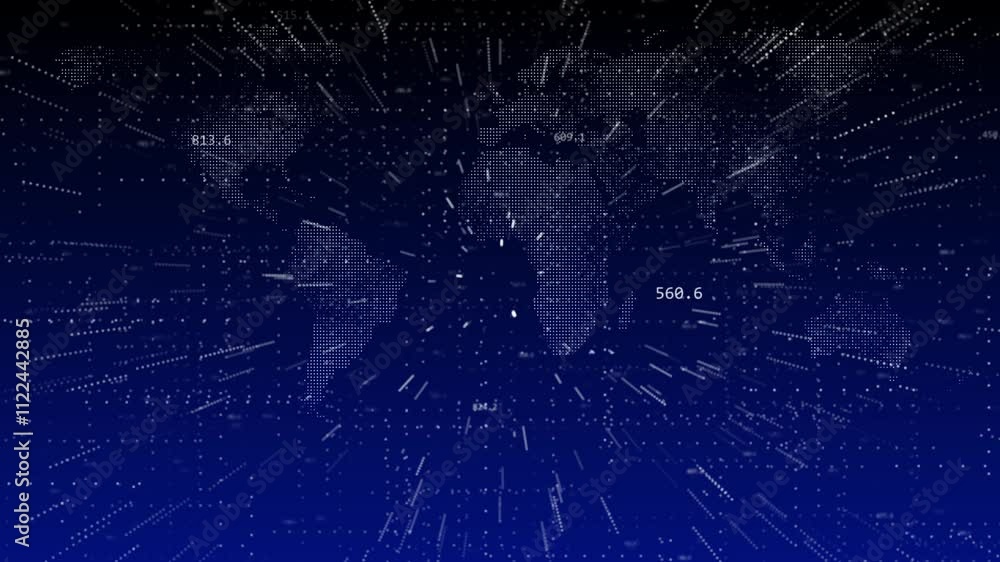 Poster global world network big data, digital clouds technology network connection data connections concept