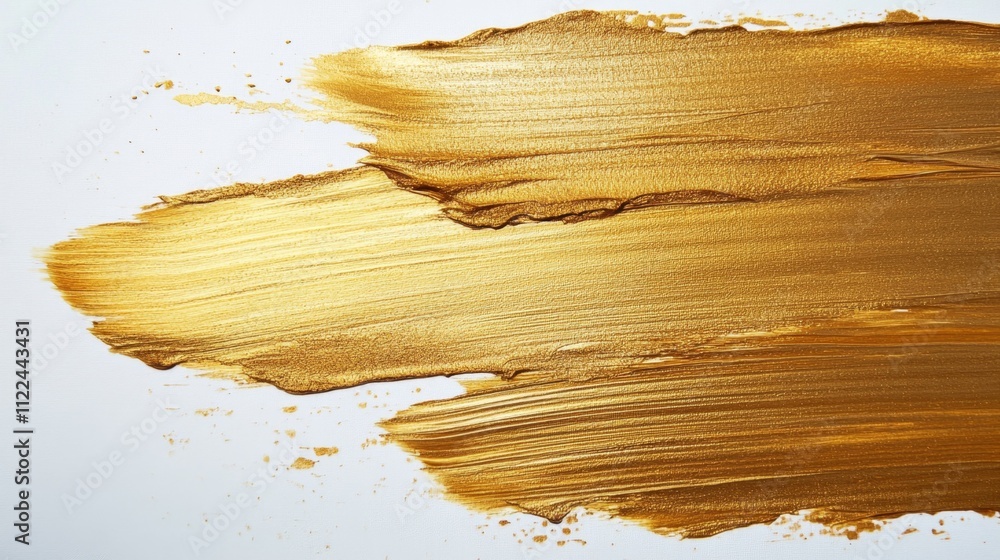 Poster artistic actiongolden paint stroke on canvas studio setting abstract art close-up view creative expr