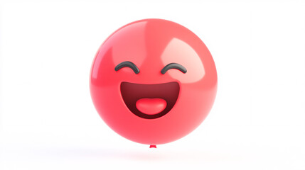 3d render of a red balloon with a happy smiling face