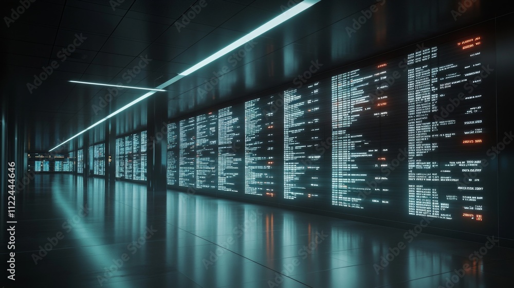 Aufkleber futuristic data interface showcase urban digital space technology display modern environment wide-an