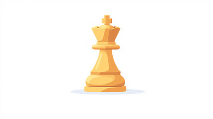 gold chess king piece  cartoon illustration on white background