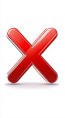 Obraz premium glossy red x mark icon isolated on white background with drop shadow
