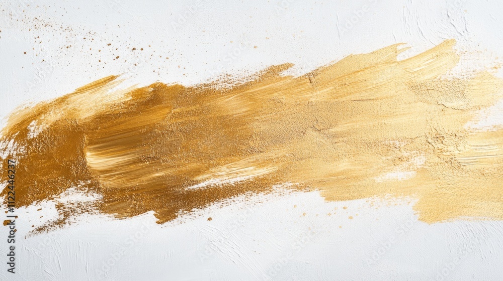 Poster dynamic golden brushstroke art abstract canvas contemporary design studio setting artistic perspecti