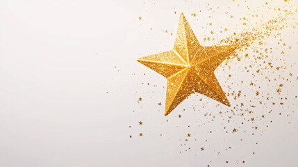 Obraz premium golden star with glitter on white background - festive christmas holiday decoration design element
