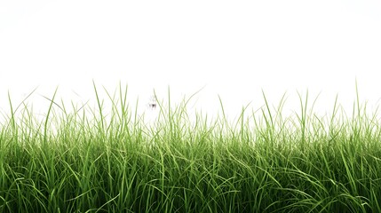 Obraz premium Lush Green Grass Blades Against White Background