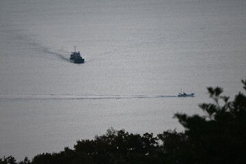 A view of the sea at dawn. Natural landscape background material.