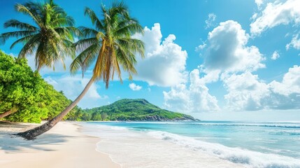 Obraz premium Travel image showing a stunning beach scene in the serene tropical island