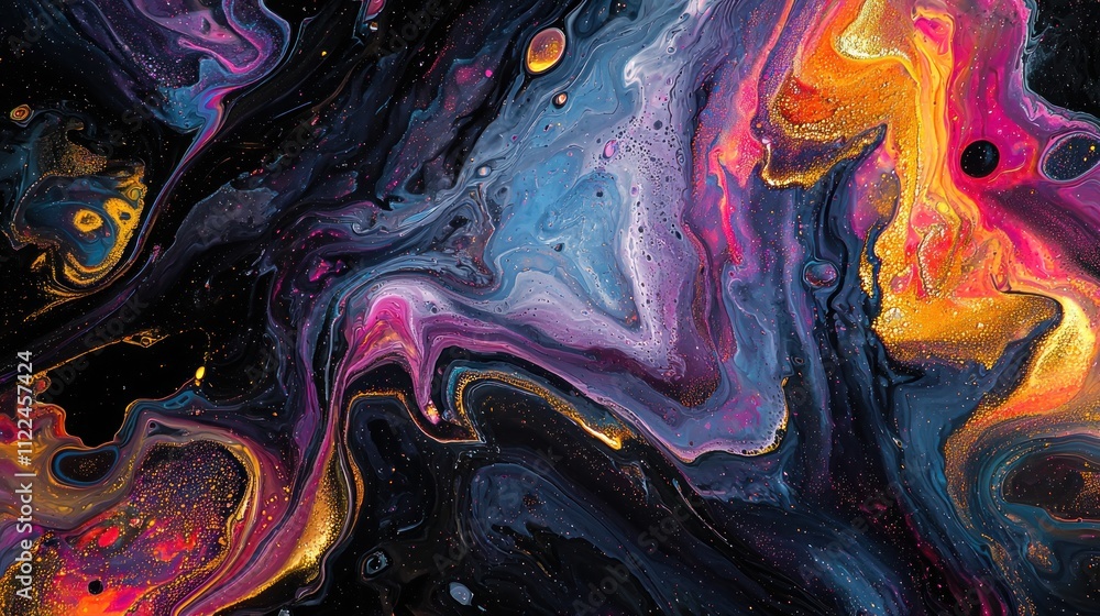 Poster a vibrant swirl of colors representing adaptation and change in abstract art.