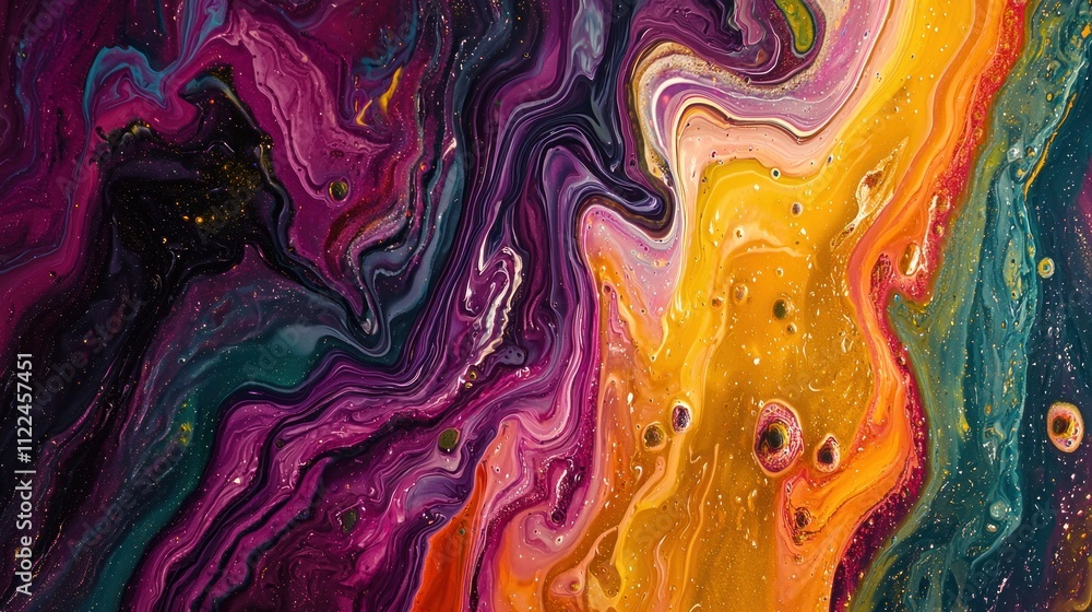 Poster a vibrant swirl of colors representing adaptation and change in abstract art.