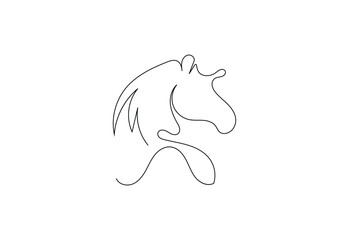 Horse Head in continuous line art drawing design. Beautiful horse minimalist black linear sketch isolated on white background. Vector illustration