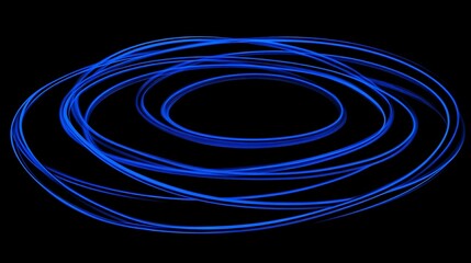 Abstract Blue Light Trails Create Circular Design