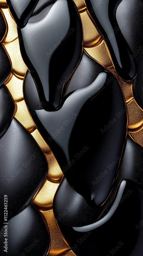 Poster rich gold and dark scales interlock, featuring jagged edges that shimmer, creating a captivating vis