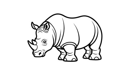 Obraz premium rhino, logo head, animal mascot illustration,Rhino Illustration Simple Drawing, strength,3