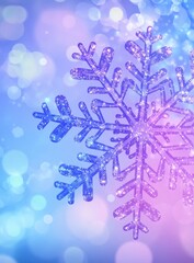 snowflakes in blue and purple gradient, bokeh background