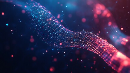 Futuristic dna strand with chemical elements in abstract scientific background