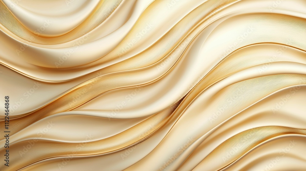 Aufkleber golden abstract wavy texture design with flowing curved lines and elegant gradients creating a luxur