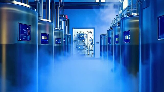 Cryogenic laboratory storing and studying materials at extremely low temperatures.