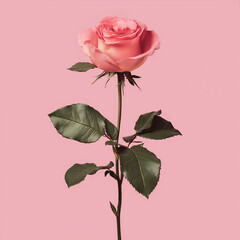 Pink rose on pink background