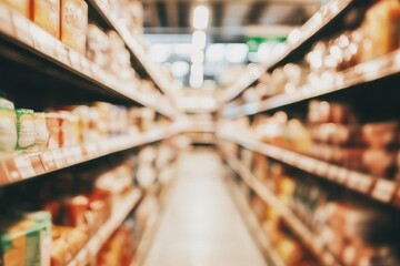 Fototapeta premium An artistic representation of a supermarket scene with an emphasis on blurred lines.