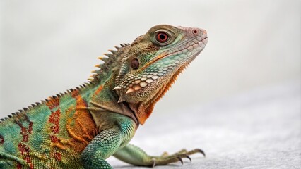 Obraz premium Colorful reptile sits in isolation with vibrant scales and patterns, pattern, yellow, scale, colorful