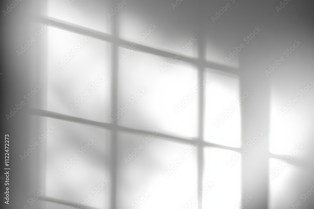 Poster captivating shadow effects cast by window frames against a blank canvas.