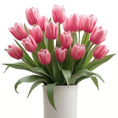 Fototapeta premium Tulips Bouquet in vase or pot isolated on white background