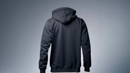 Black hoody sweatshirt mockup back view isolated on greybackground. generative ai