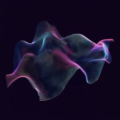 Fototapeta premium Set of an abstract vector illustration. Futuristic dotted moving wave. A futuristic ripple in motion. A pristine digital dynamic particles in flux. Visualizing vast amounts of data