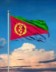 Naklejka premium Eritrea flag background realistic waving in the wind