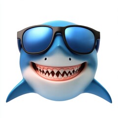 Naklejka premium A cheerful shark wearing sunglasses, exuding a fun and playful vibe.