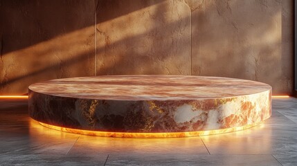 3d render, Product presentation, marble podium stand with intricate gold patterns and soft gradient lighting, perfect for luxury items 