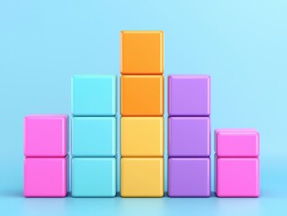 Obraz premium Colorful building blocks arranged in graph shape playroom digital illustration bright background creative concept