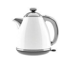 Fototapeta premium A sleek white electric kettle designed for boiling water efficiently.