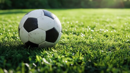 Fototapeta premium Football on the sunny grass