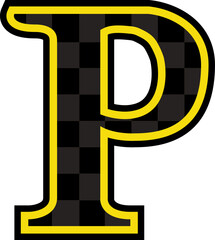 alphabet letter p checkerboard sports logo