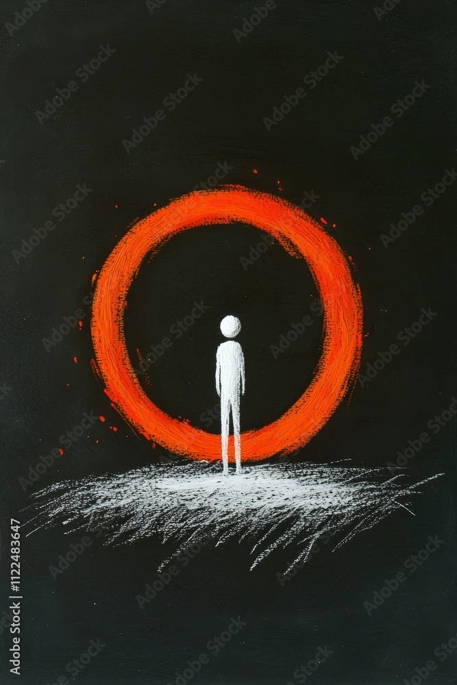 Aufkleber a figure standing in a circle, unable to break free, symbolizing the limits of societal constraints.
