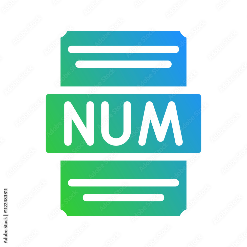 Fototapete Number spreadsheet document file icon with dynamic gradation effect. Suitable for website, UI and mobile app.
