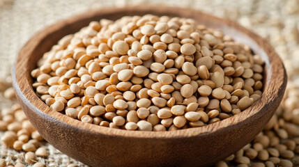 Obraz premium Raw Organic White Sesame Seeds in a Wooden Bowl on a Rustic Table