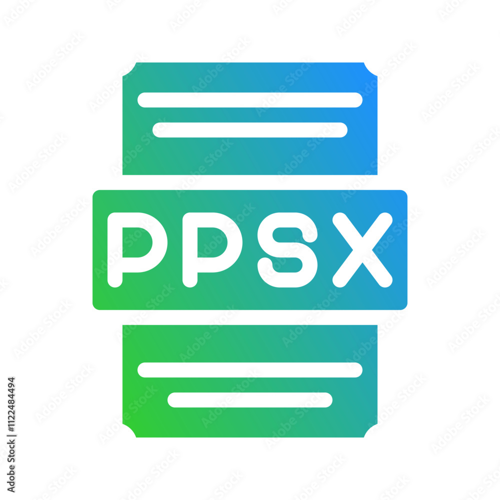 Poster ppsx spreadsheet document symbol with stylish gradient color effect