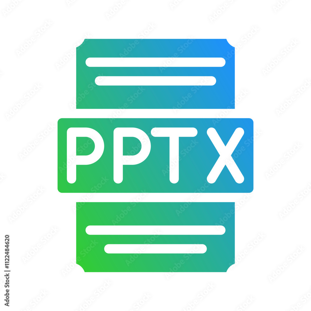 Fototapete Pptx spreadsheet file design icon with clean gradient color elements. Suitable for website, UI and mobile app.