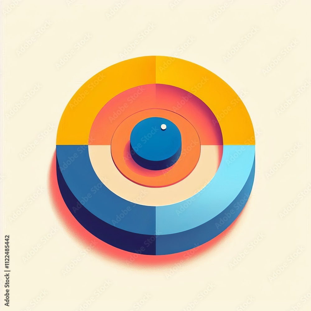 Poster a large color block with a small dot in the center