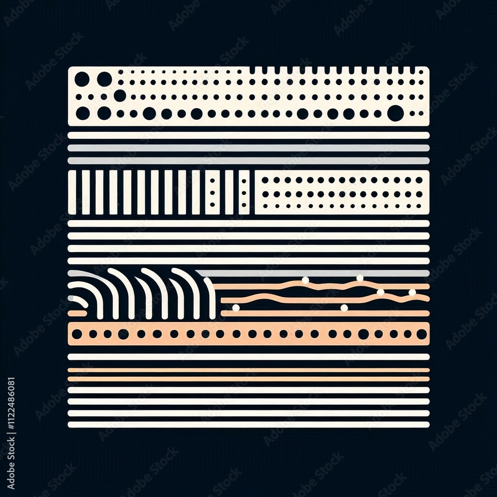 Poster a striped rectangle with multiple dots additional horizontal str