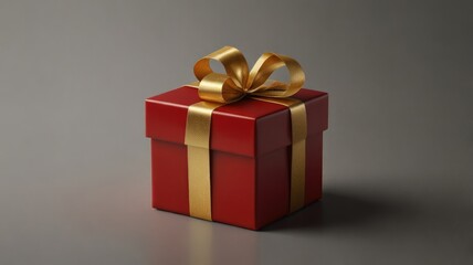 Obraz premium A Red gift box tied with a luxurious gold ribbon, perfect for holiday celebrations.