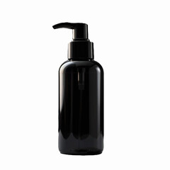 black plastic bottle isolated on white