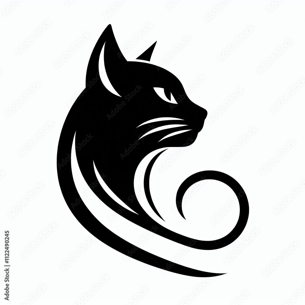 Poster cat profile outline of a cat s head in profile with pointed ears