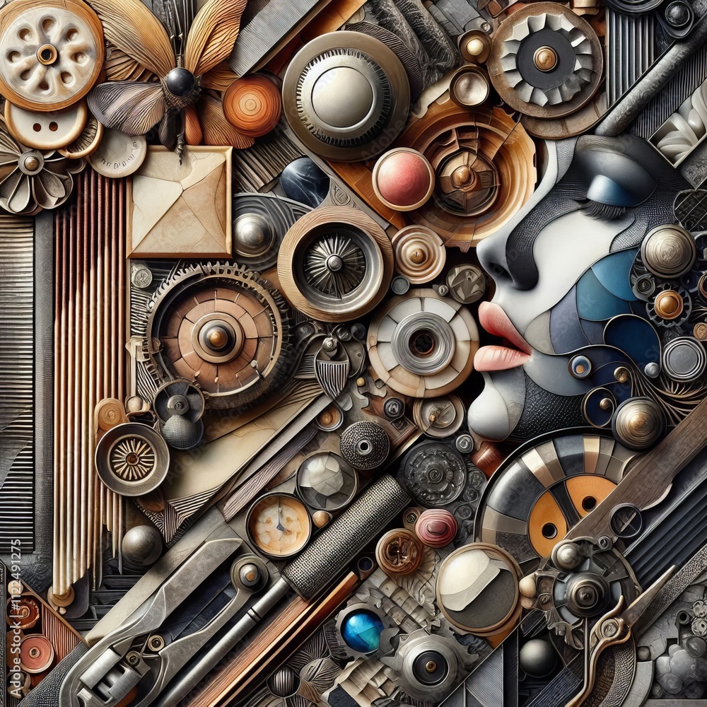 Poster collage of different materials and textures create a unique and