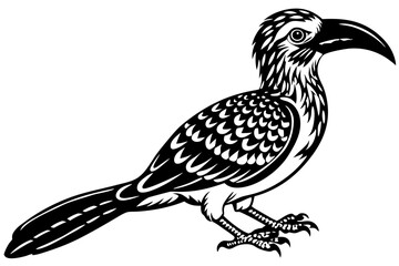 Obraz premium Redbilled hornbill, etosha nationalpark, namibia, tockus erychrorhynchus vector illustration