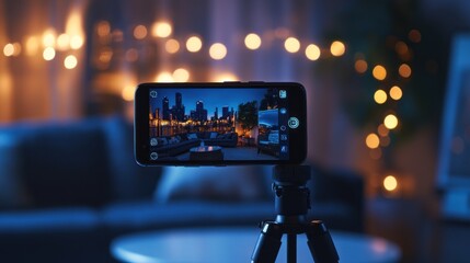 Night Cityscape Captured on Smartphone Tripod
